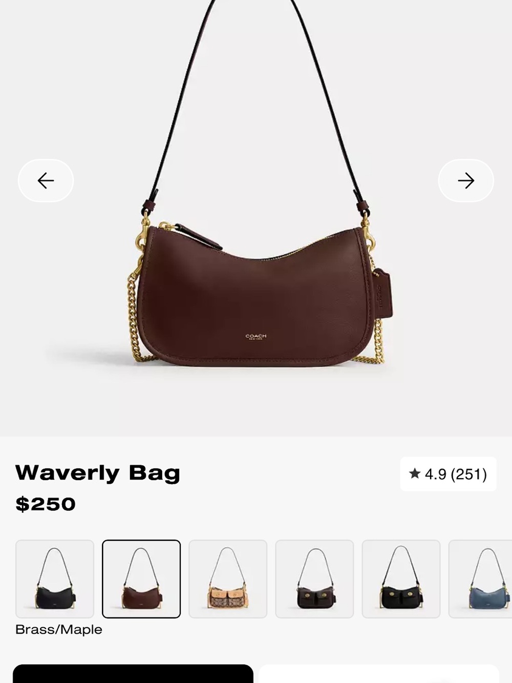 Coach Waverly Shoulder Bag in Maple